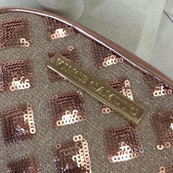 Vince Camuto rose gold sequins mini cosmetic pouch - Picture 3 of 4